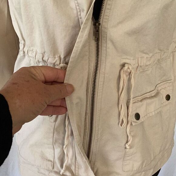 Blu Pepper Tan Utility Zip Jacket Crochet Back Women’s Small - Picture 4 of 8